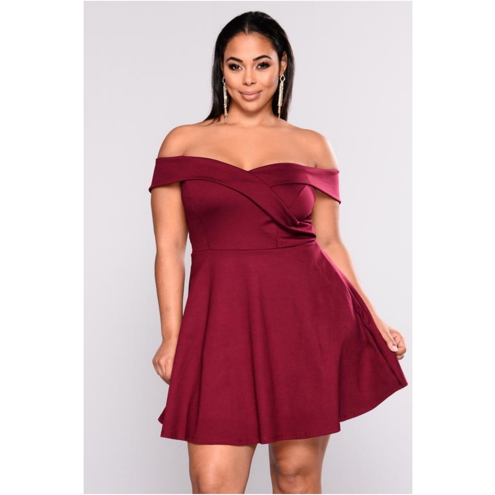 Fashion Nova Off the Shoulder Fit & Flare Dress
